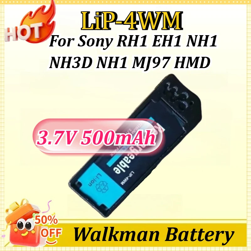 

3.7V 500mAh LiP-4WM Walkman Battery for Sony RH1 EH1 NH1 NH3D NH1 MJ97 HMD and Charger Kit Rechargeable Lithium Battery