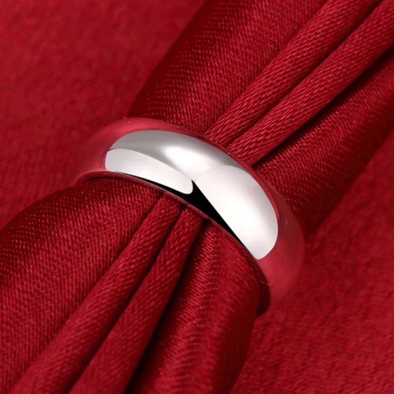 925 Sterling Silver Simple Polished Ring For Fashion Women Charm Wedding Party Gift Jewelry image 3