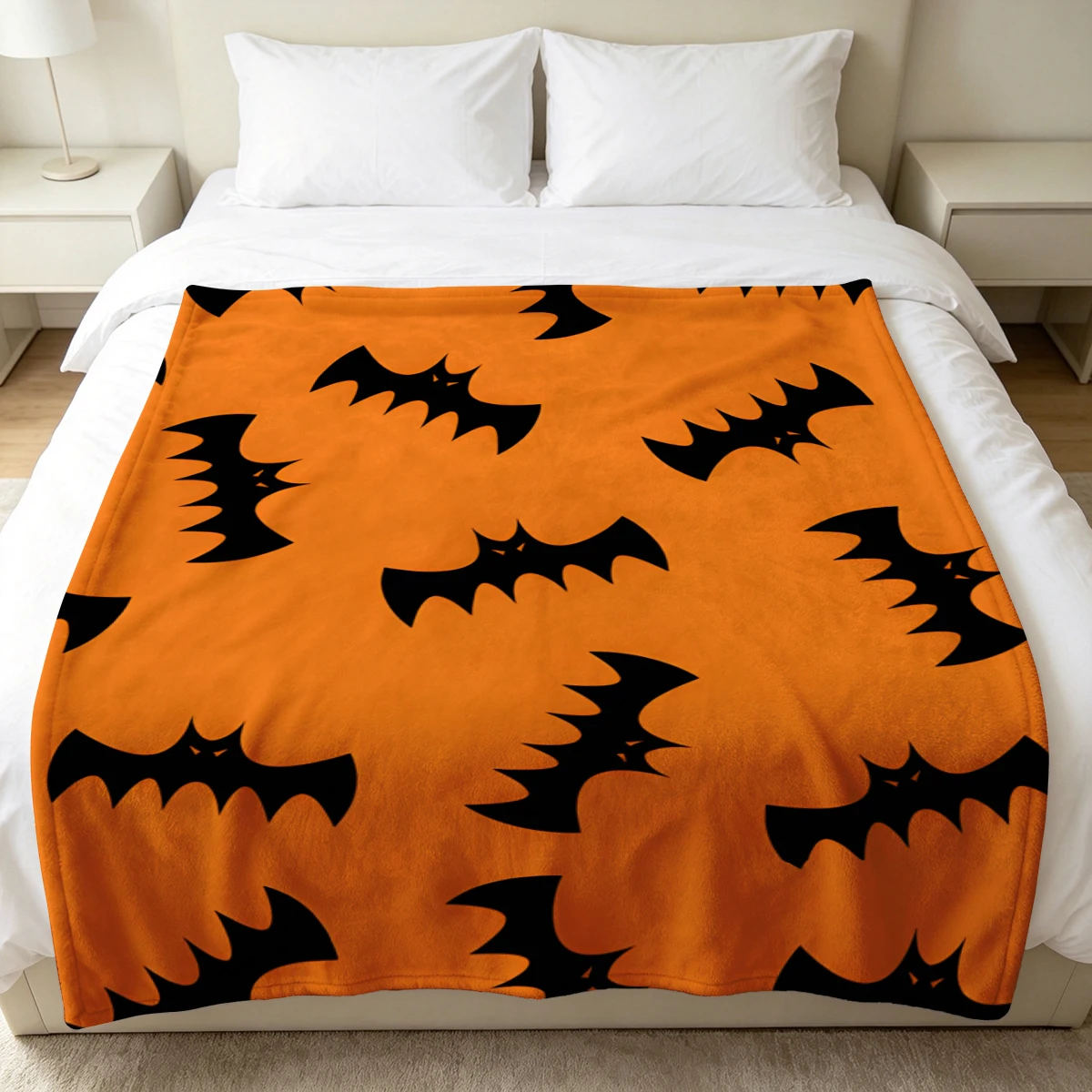 Orange Jagged Bats Winter Summer Flannel Blanket Throw Fleece Soft Fuzzy Plush Cozy Fleece Blankets for Sofa Ideal Gifts