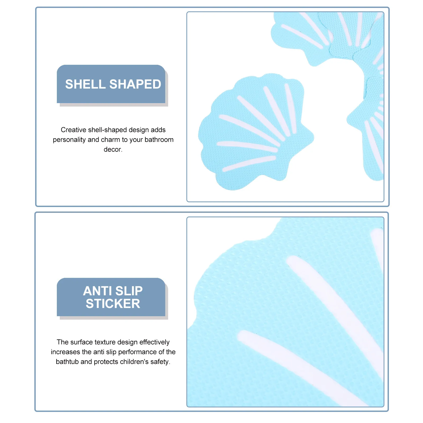 12Pcs Shell Shape Bathroom Anti-Slip Stickers Strong Adhesive Textured Surface for Bathtub Shower Floor Stair Pool Safety
