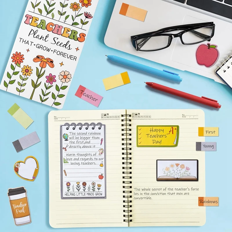 Super Sale Retro Wildflowers Sticky Notes Set for Teachers - School & Office Memo Pads for Classroom and Desk