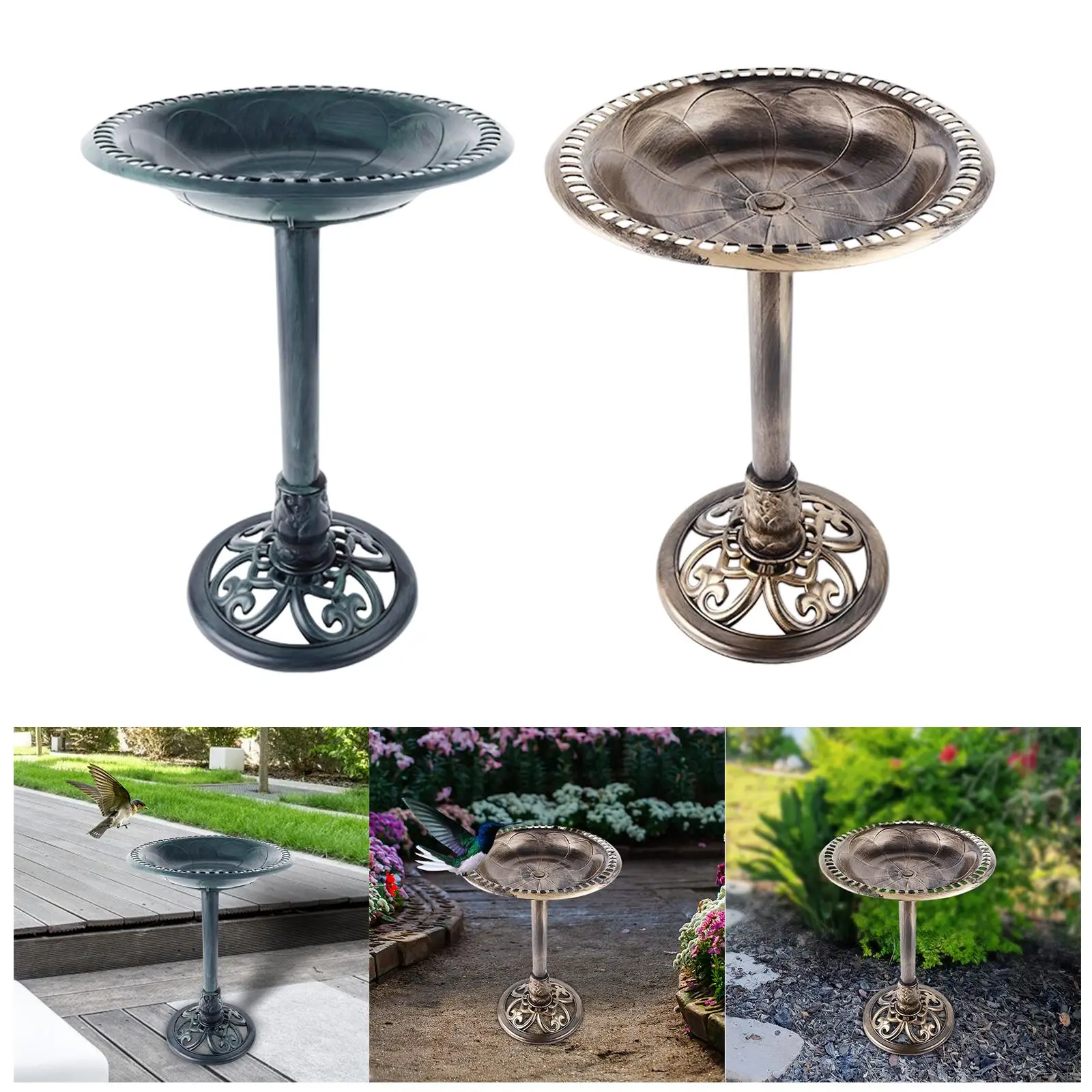 

Outdoor Bird Bath Antique Style Flower Design Lightweight Weather Resistant