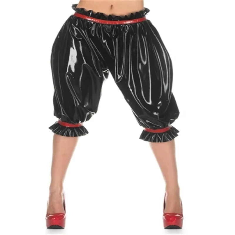 

Transparent with Red Latex Pants for Women Handmade