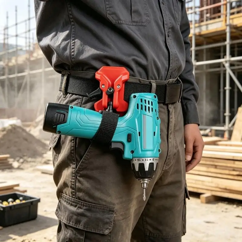 A2BE Power Tool Waist Clip Industrial Tool Fasteners Quick Releases Mechanism Drill Holder For Convenient Drill Hammer Use