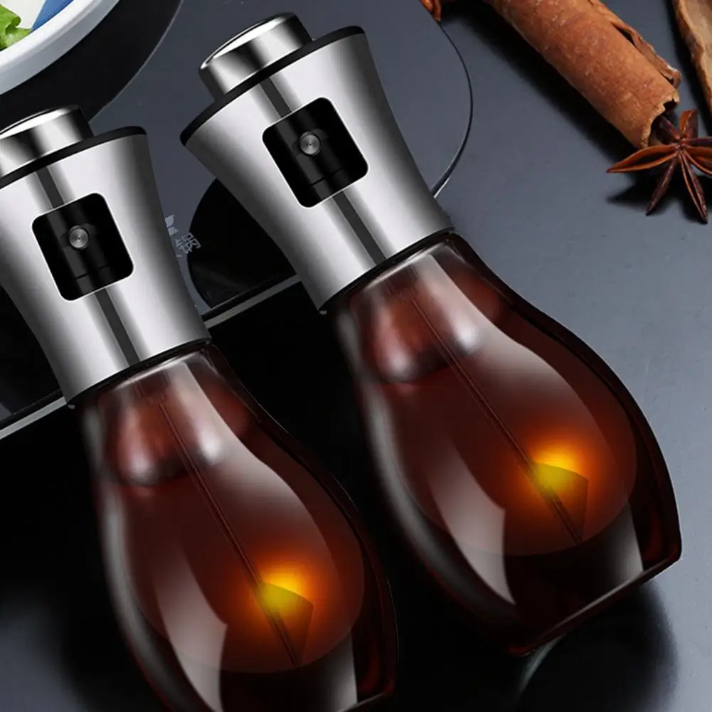 Olive Oil Spray Bottle Glass Olive Oil Sprayer Set Anti-slip Press Top Oil Dispenser with Pressurized Nozzle Kitchen for Healthy