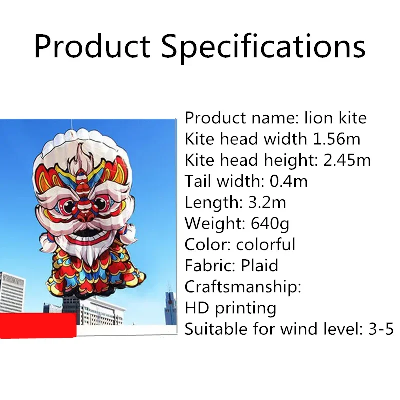 Large Lion Soft Kites with 6 Tubes Frameless Kites Tear Resistant  Waterproof Outdoor  Sports Entertainment Easy To Fly