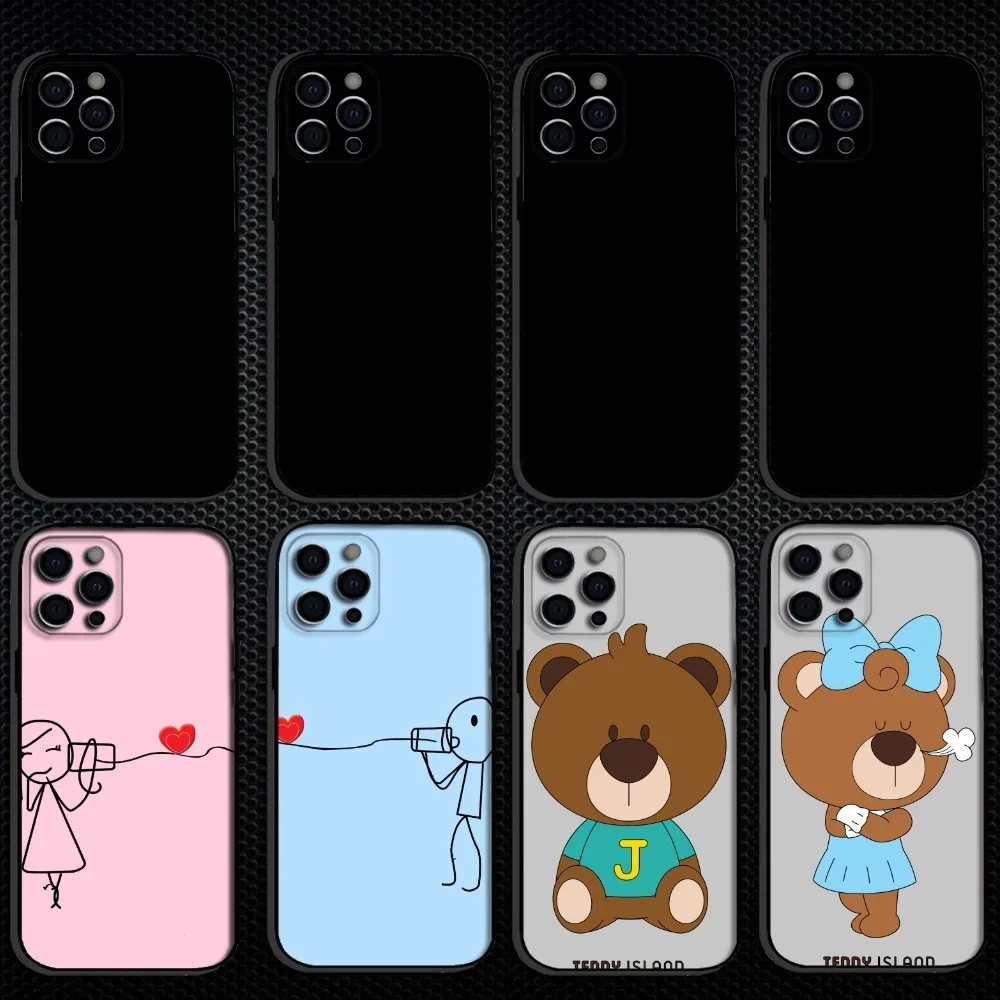 

Couple phone cases Phone Case For iPhone 16,15,14,13,12,11 Plus,Pro Max, Soft Silicone Black Cover