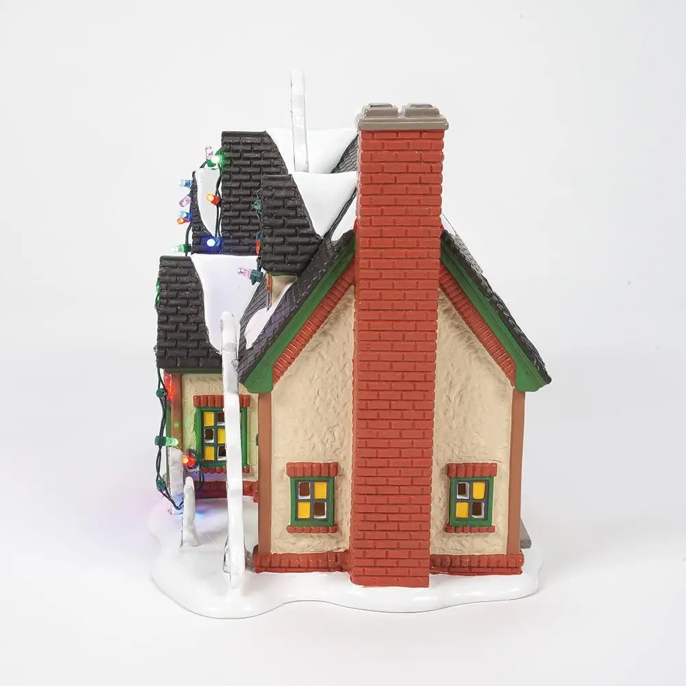 Grinch House Christmas Village Building avec lumières LED, décor en céramique peint à la main, adaptateur secteur inclus, 7,2 pouces multicolore