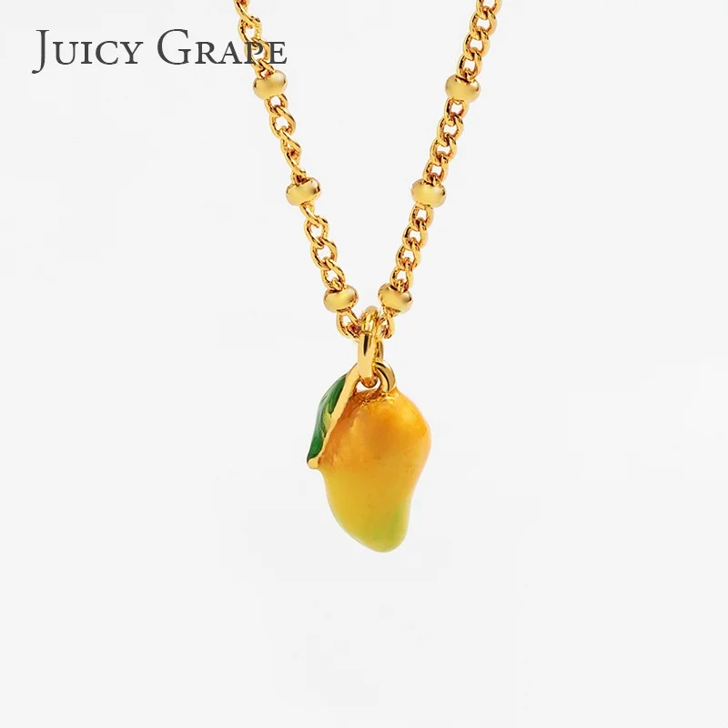 

Juicy Grape Mangos Necklace Tropical Fruit Necklace Handmade Enamel Pendant Necklace Luxury Gift Birthday Party Engagement