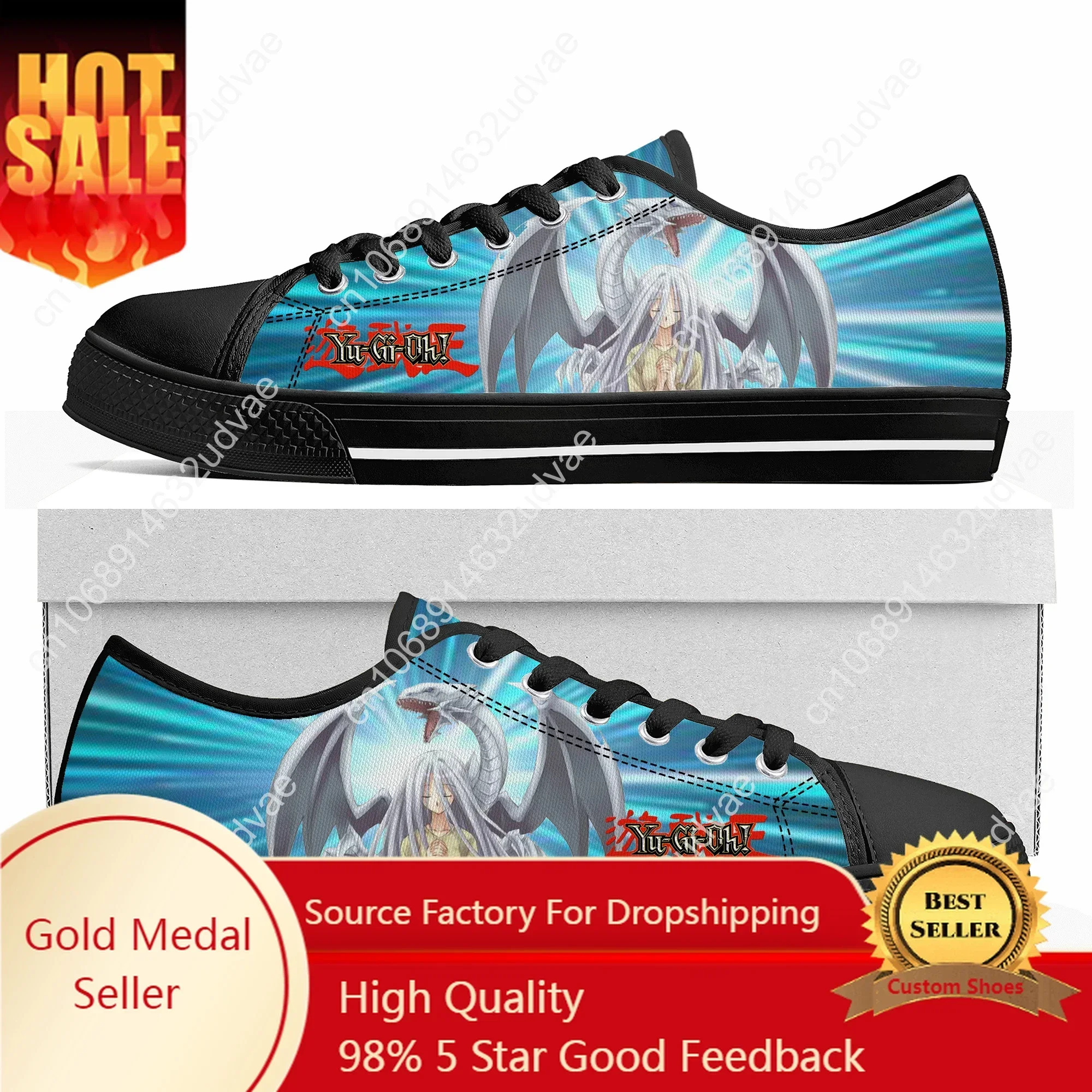 Blue Eyes White Dragon YuGiOh Seto Kaiba Low Top Sneakers Mens Womens Teenager Canvas Sneaker Casual Couple Shoes Custom Shoe