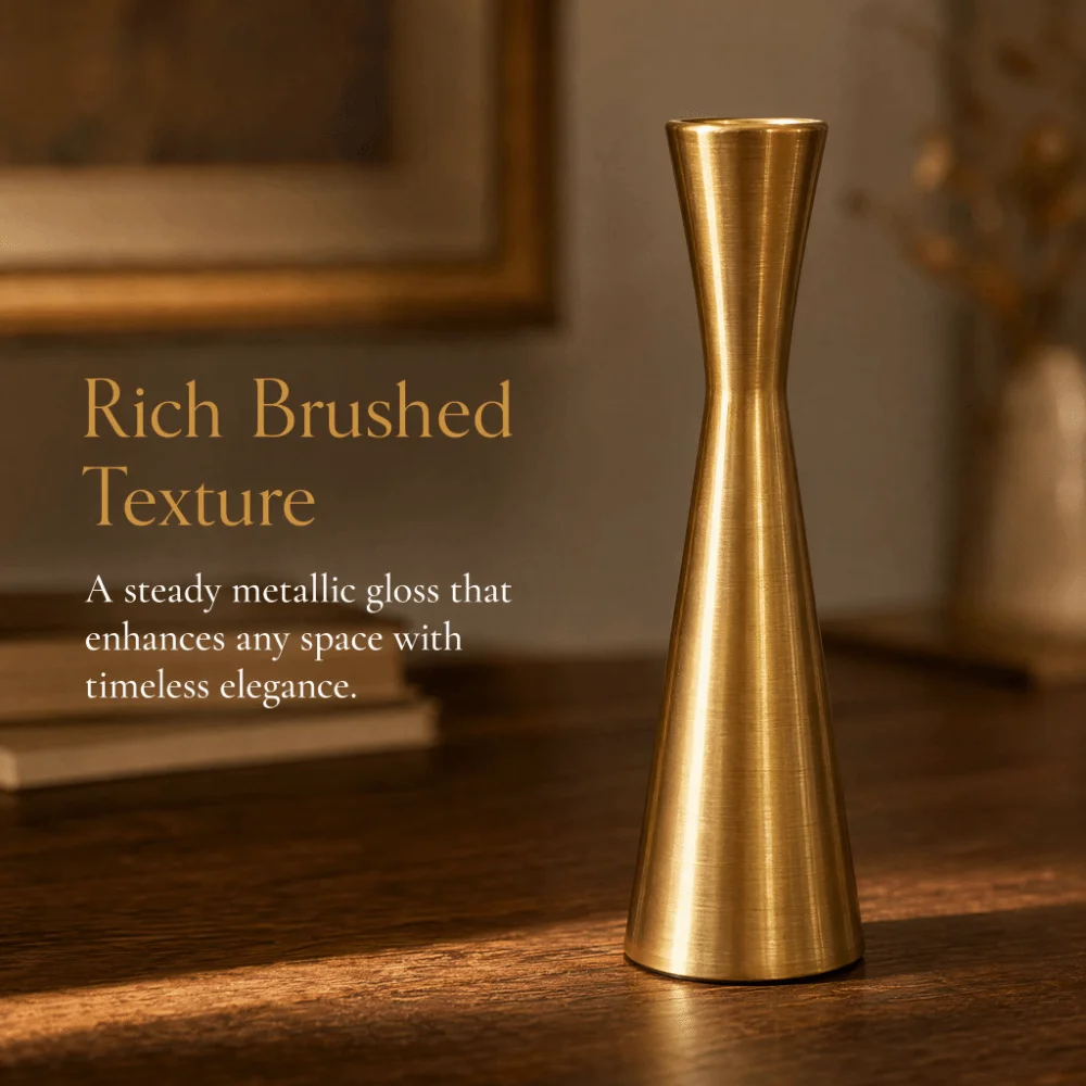 3pcs Aluminum Geometric Candle Holder Gold Color Large Medium Small Metal Candle Holder 2.36in Candlestick Holder Set