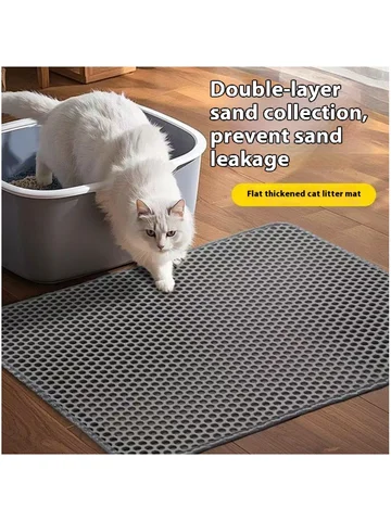 Cat Litter Mat 2-Layer Design Premium Sand Trapping Technology Waterproof Base Non-Slip Pet Floor Protector for Indoor Kittens