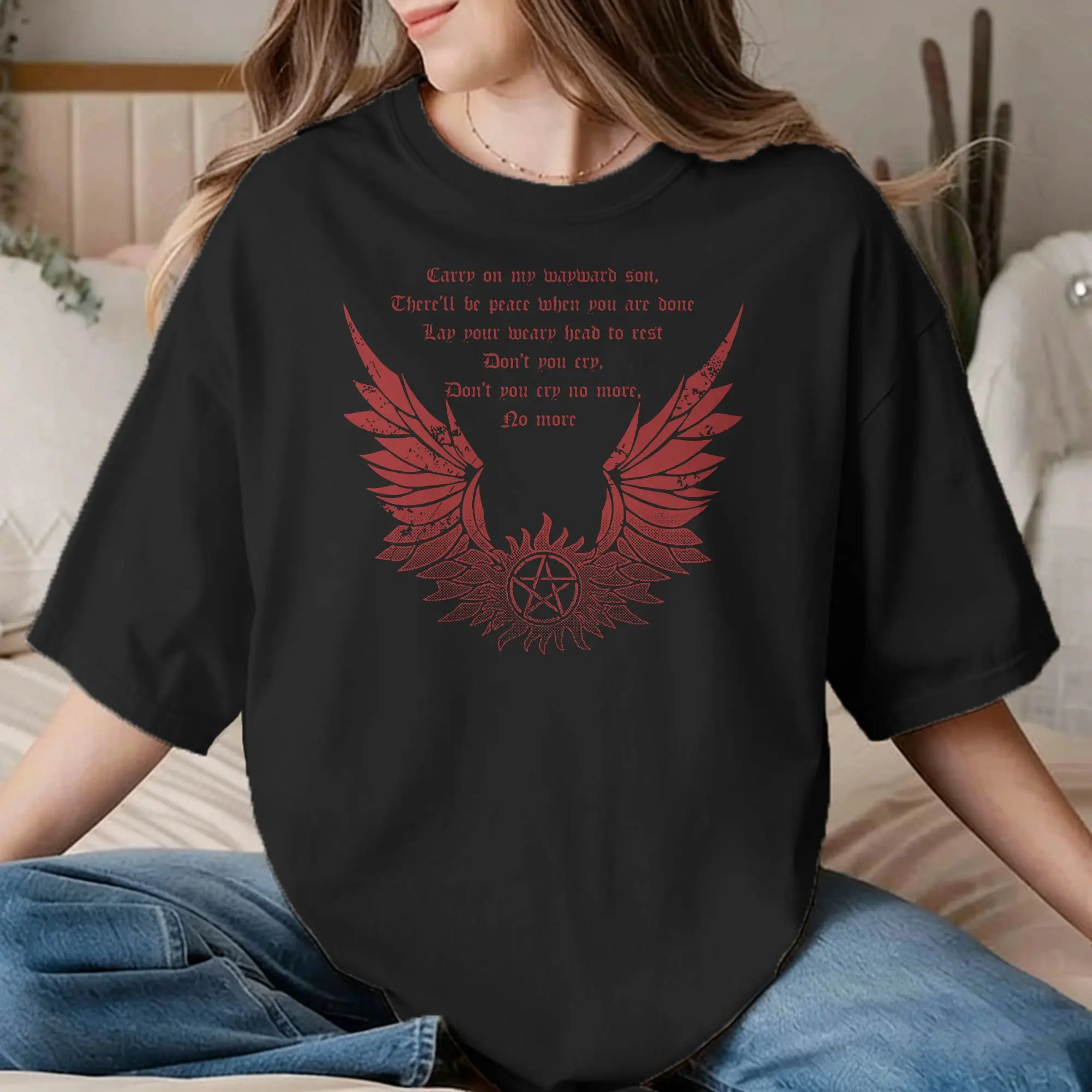 Men Women Carry On Wayward Son T Shirts Supernatural Pure Cotton Clothing Funny Short Sleeve  Tee Shirt New Arrival T-Shirt