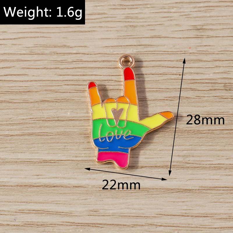 10 Stück Niedliche Bunte Emaille-Regenbogen-Herz-Mond-Anhänger für Schmuckherstellung, Halsketten, Ohrringe, Armbänder, DIY-Bastelzubehör – Detail 16
