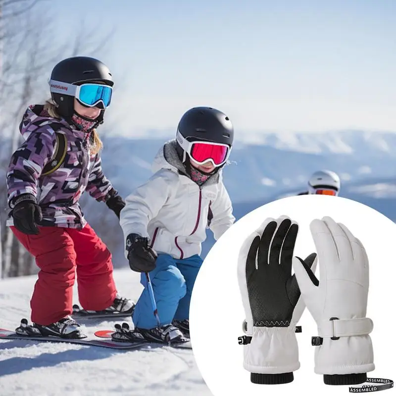 Luvas de inverno para crianças, luvas térmicas de snowboard para clima frio, confortáveis, luvas de esqui de inverno para ciclismo e esqui