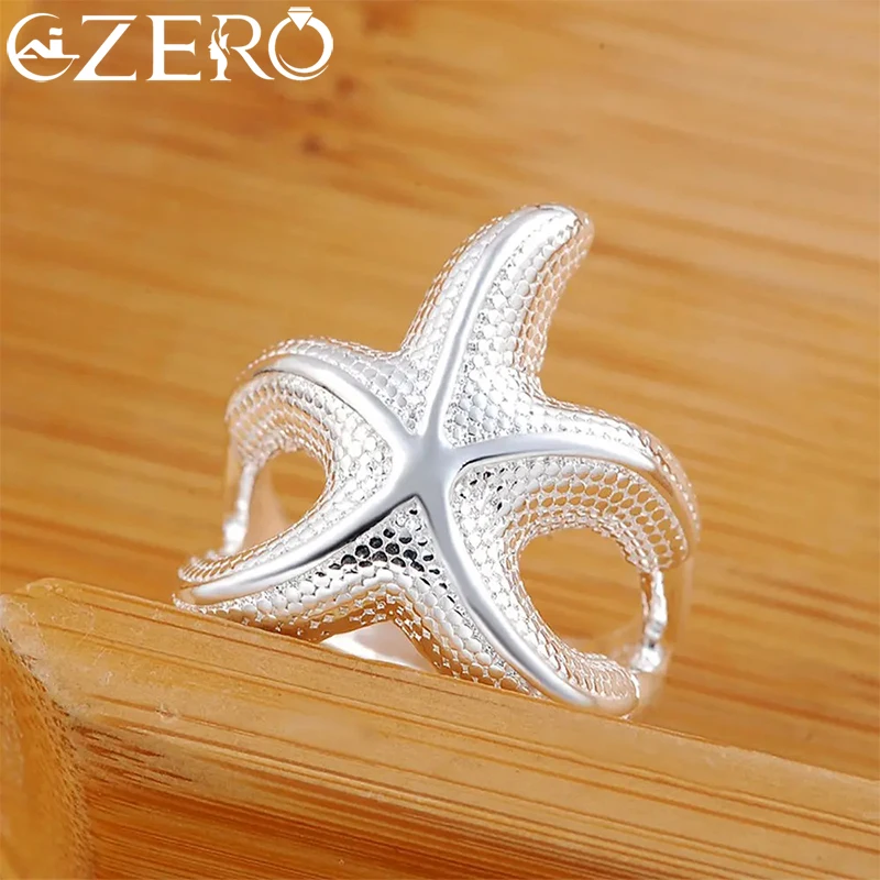 Hot kpop 925 Sterling Silver fine Big starfish Rings For Women Fashion Party wedding luxury Charms Jewelry Christmas gifts