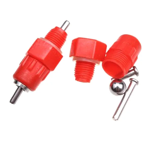 

10Pcs Poultry Drinking Nipples Red Threaded Style Food Grade Steel Plastic Water Nipples for Chicken Turkey Duck Goose Automatic