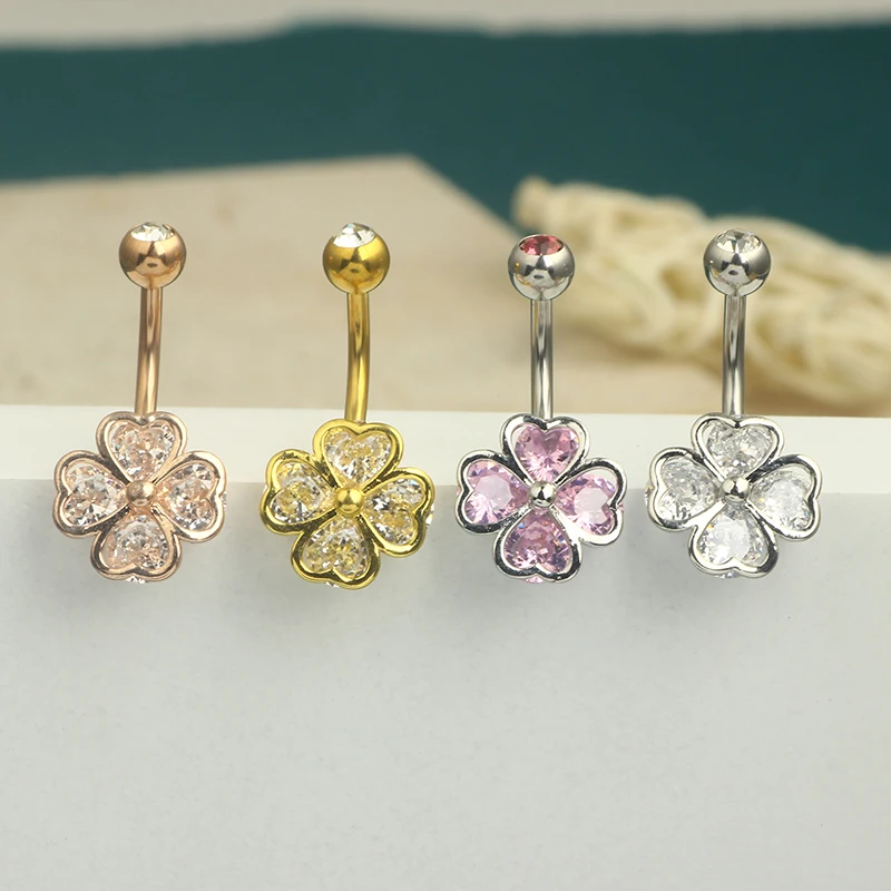 2023 New Fashion 14G Belly Button Rings 10mm Belly Bars Stainless Steel Navel Rings Belly Navel Piercing Body Jewelry Heart