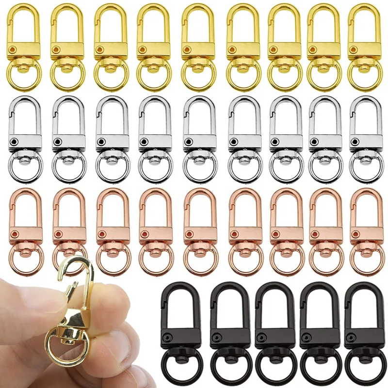 10Pcs Metal Swivel Lobster Clasp Hooks Keychain Split Key Ring Connector for Bag Belt Dog Chains DIY Jewelry Making Findings