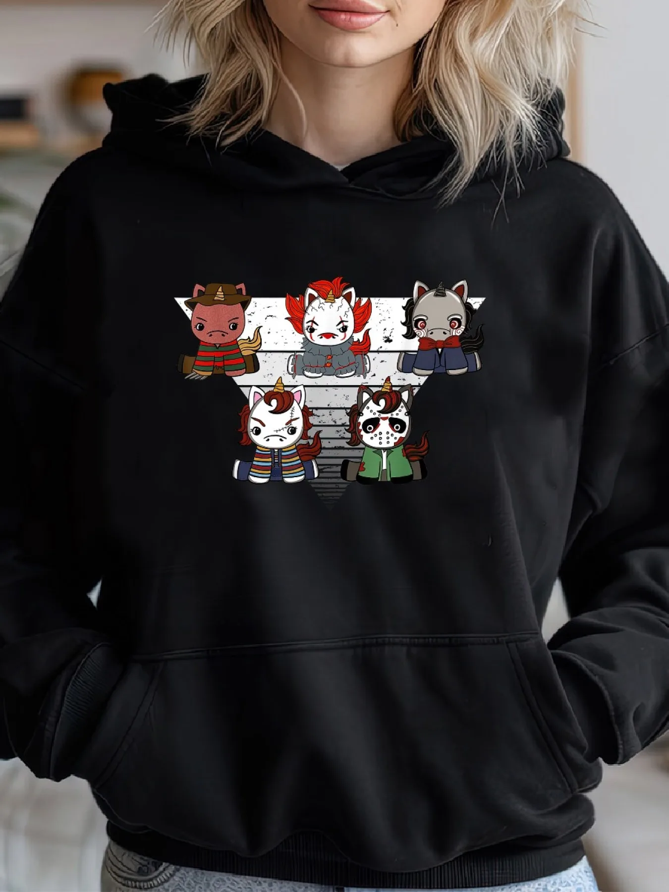 

Halloween Horror Movie Graphic Print Autumn and Winter Cotton Hoodie Outdoor Street Sports Training Brand Trend