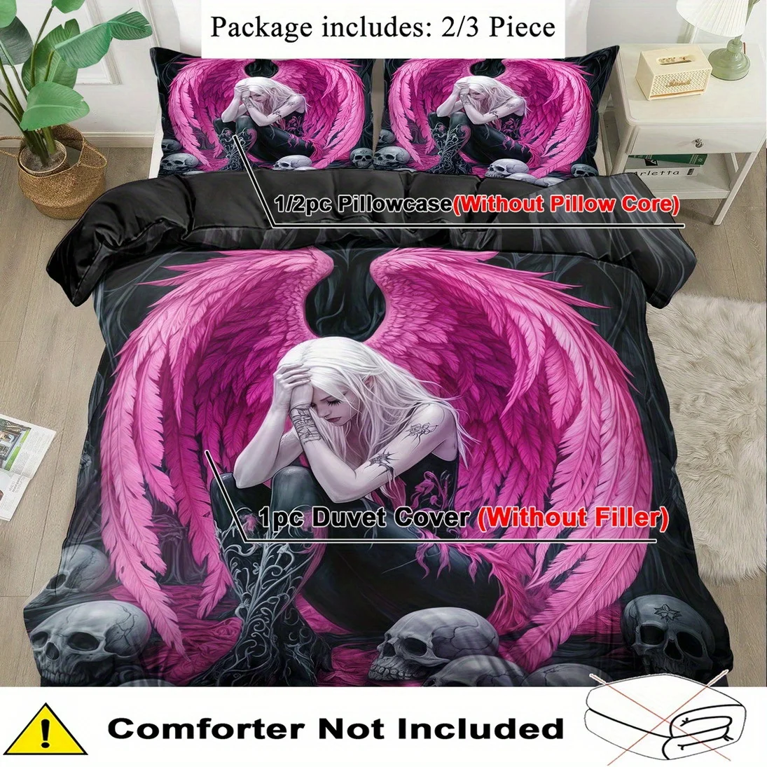 Fantasy Angel Print Down Duvet Cover Set King And Queen Style Bedding Set Machine Washable Duvet Decoration Bedroom Guest Room