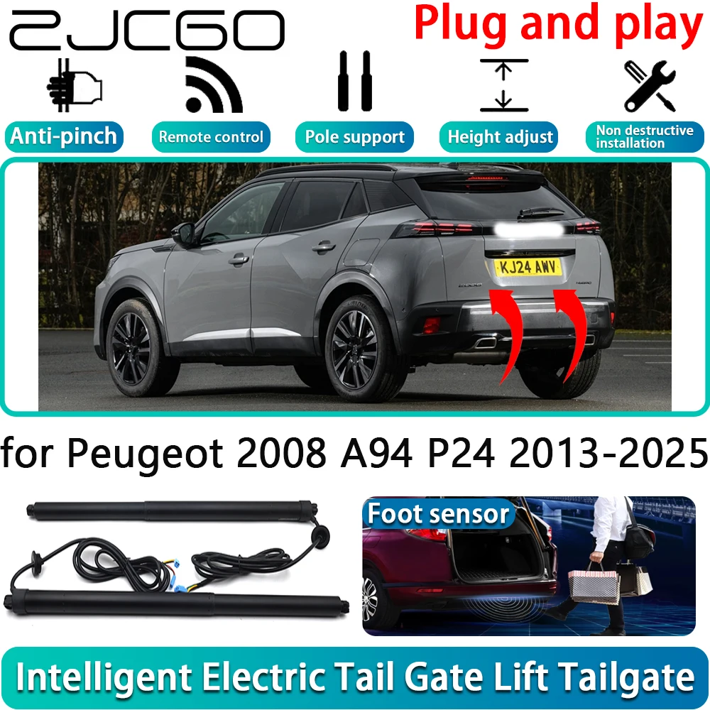 

ZJCGO for Peugeot 2008 A94 P24 2013-2025 Car Electric Powered Tailgate Power Liftgate Automatic Tailgate System With Foot Sensor