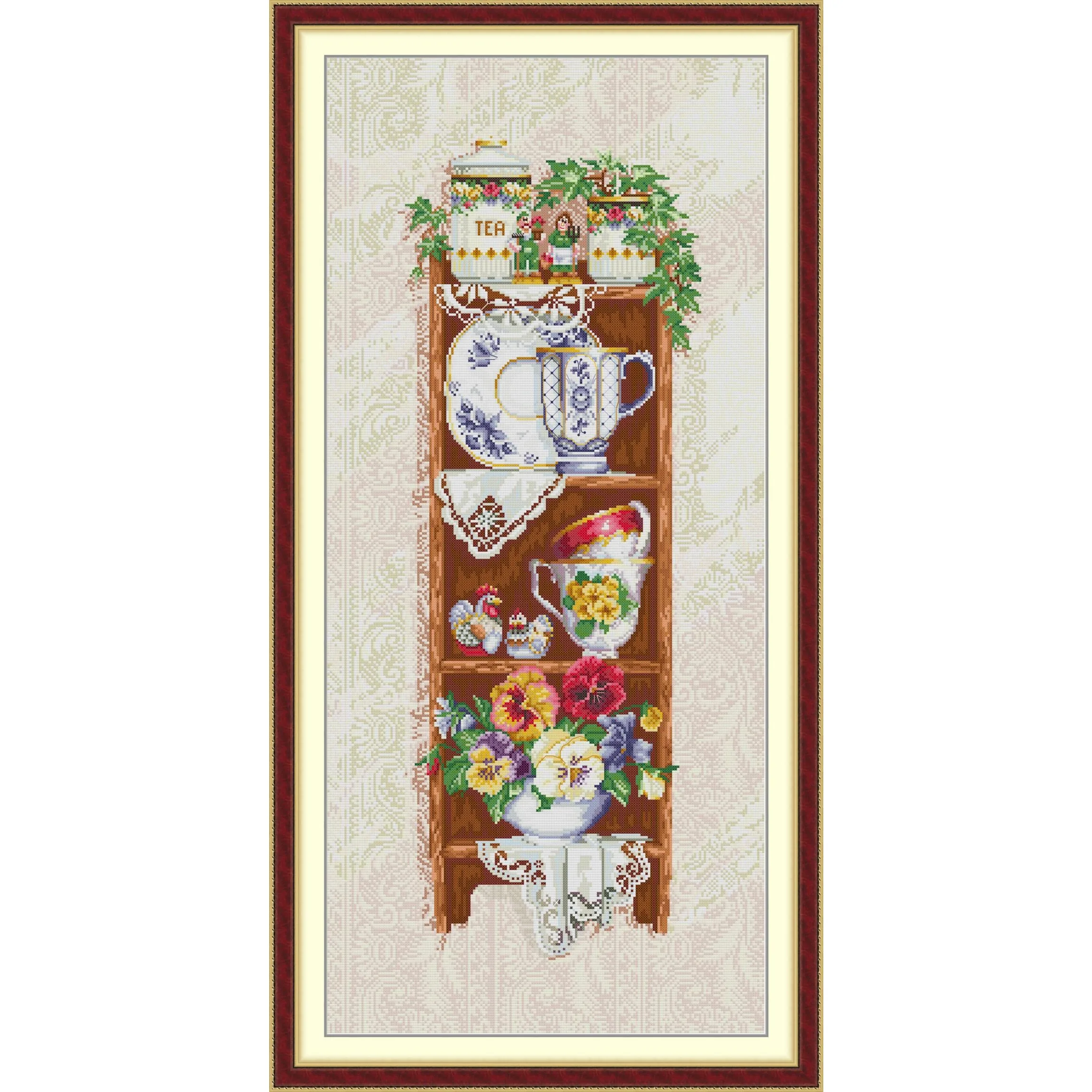 

Joy Sunday Stamped Cross Stitch Kits,11CT Printed Pattern Embroidery Kit DIY Home Decor-Museum Cabinet