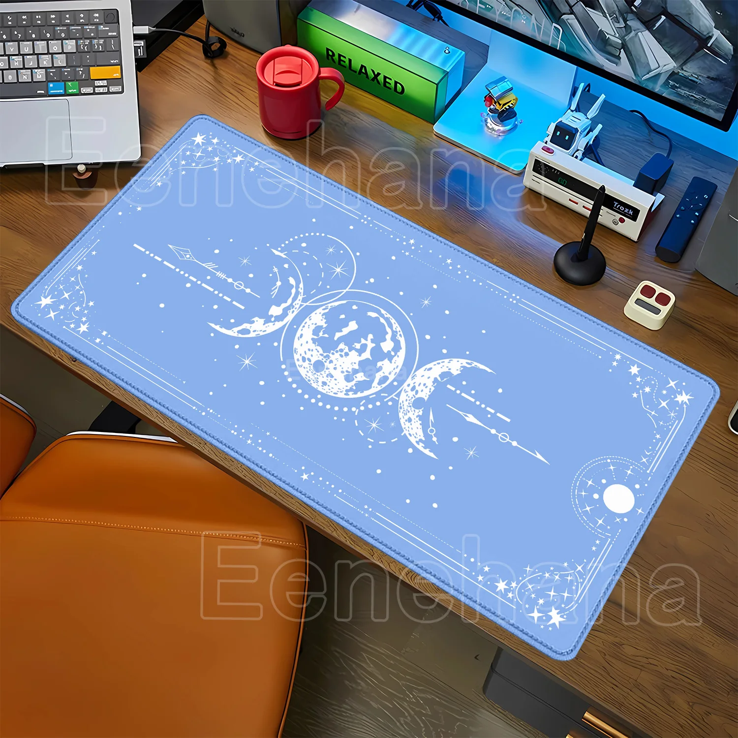 Black and White Star Moon Cute Scenery Mouse Pad XXL Computer Office Anti-slip Gaming Keyboard Mousepad PC HD Printing Desk Mat