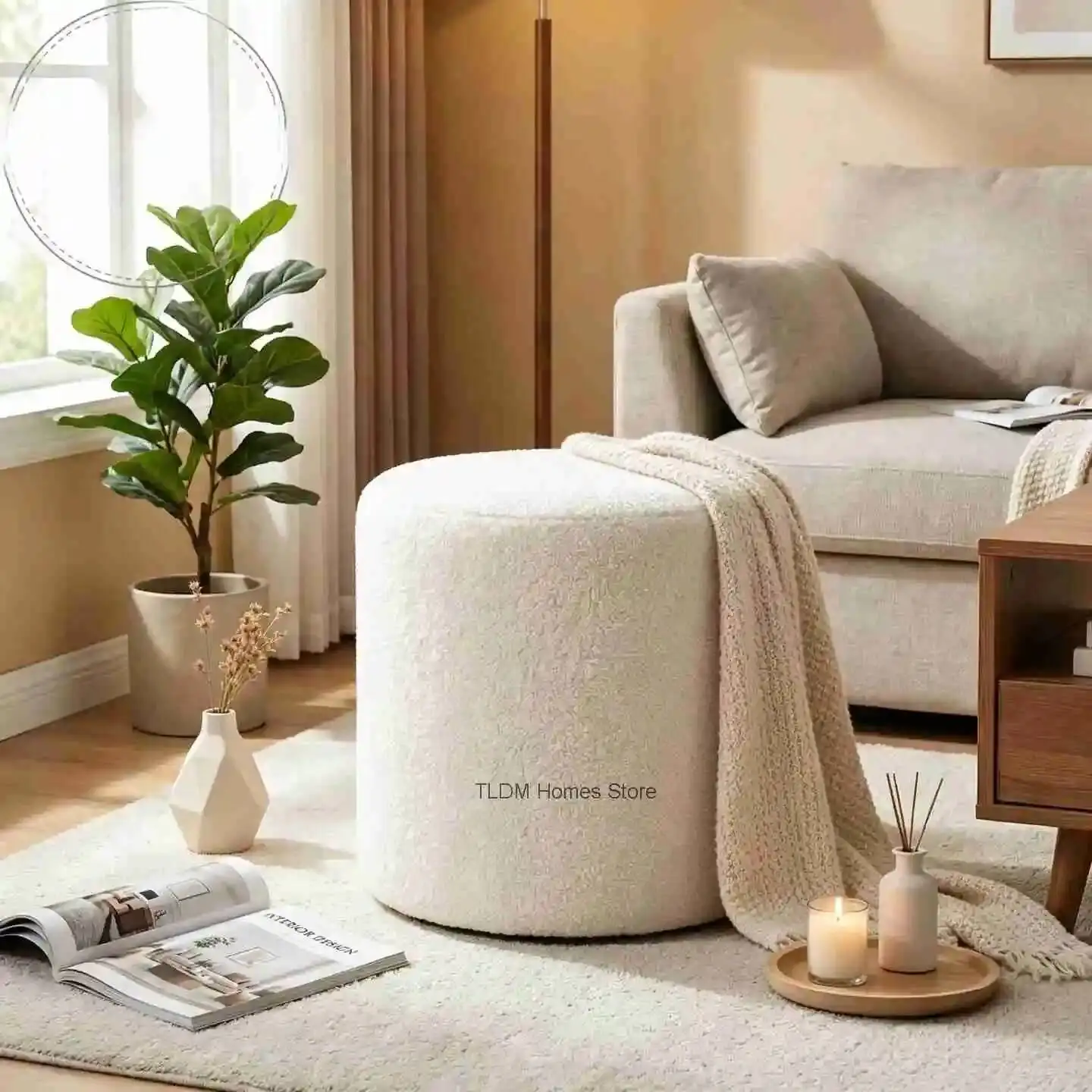 Nordic Low Foot Stool Piano Elegant Upholstered Office Foot Stool Dressing Tble Shoemaker Marche Pied Pliable Balcony Furniture