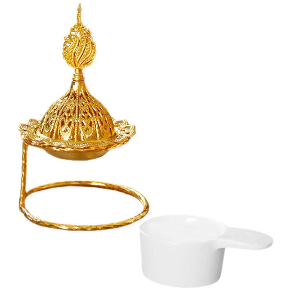 حامل شمع على شكل موقد زيت ذهبي من السيراميك، سخان الزيت العطري المزخرف للمنزل وحفلات الزفاف والعلاج العطري