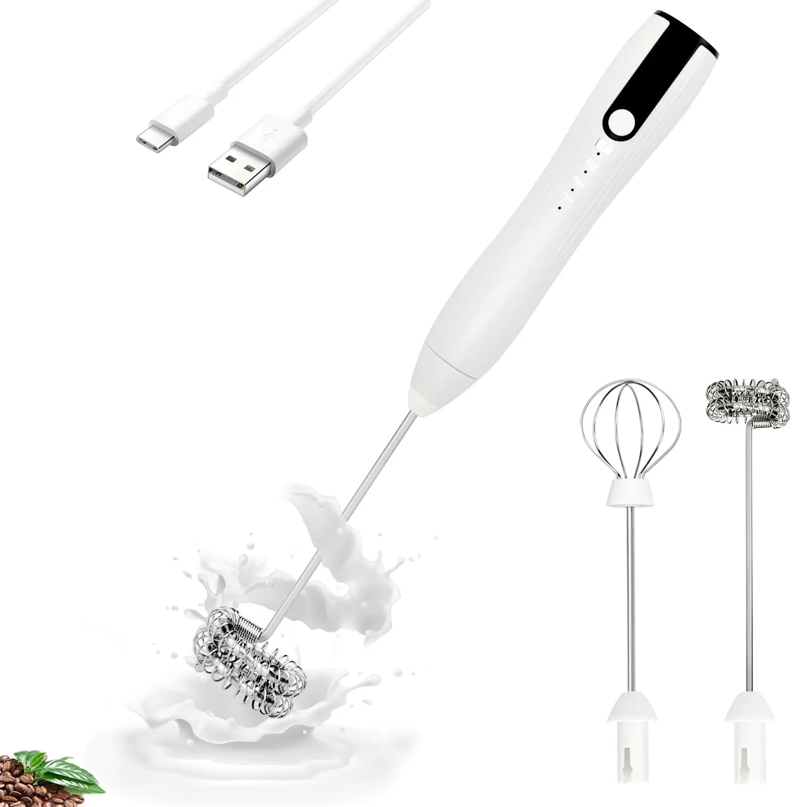 

Ручной миксер, вспениватель молока для кофе, ручной пенообразователь матча, электрический венчик, миксер для напитков, перезаряжаемый венчик для яиц с подставкой