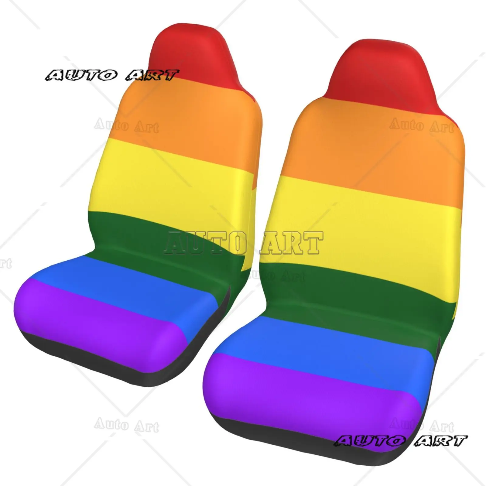 

Personalized Customized Rainbow Print Car Seat Cover Protection Set 2-piece Seat Cover Anti-Slip Set - Suitable for All Seasons