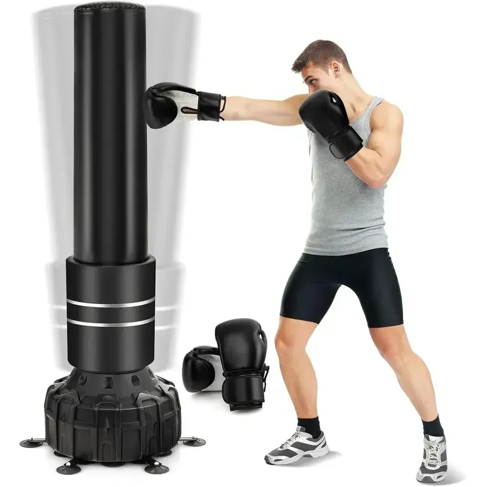 71 Free-Standing Boxing Punch Bag with Gloves, Removable Cover, Suction-Cup Base for Adults, Teens, and MMA Training