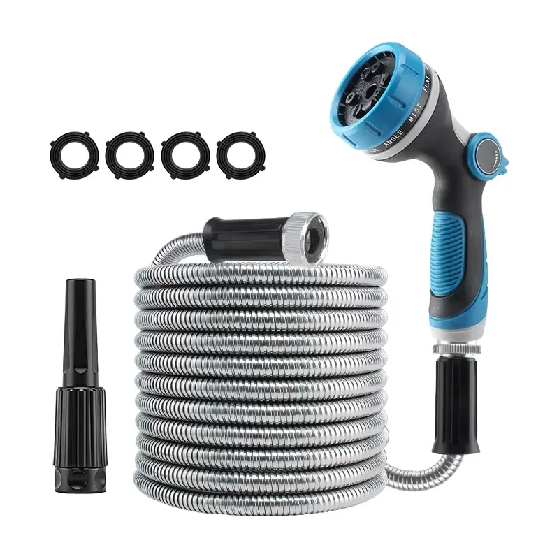 for No Bite Heavy Duty Flexible Kink Free Water Hose Pipe 100 FT Garden Hose Stainless Steel Water Hose