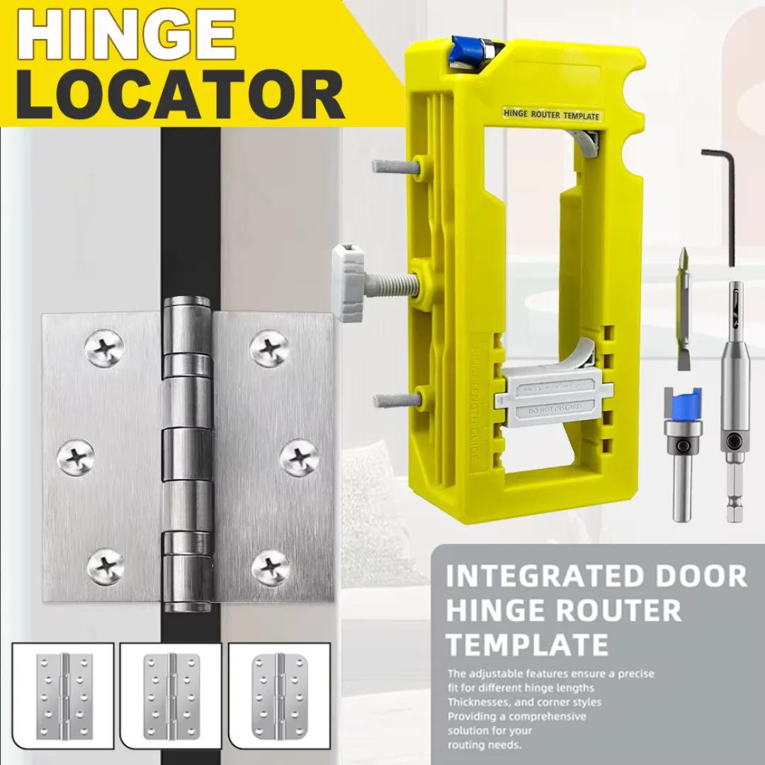 Hinge Lock Installation Template Kit – Multi-Purpose Mortise Jig with Drill Guide for Cabinet Door Hardware Positioning