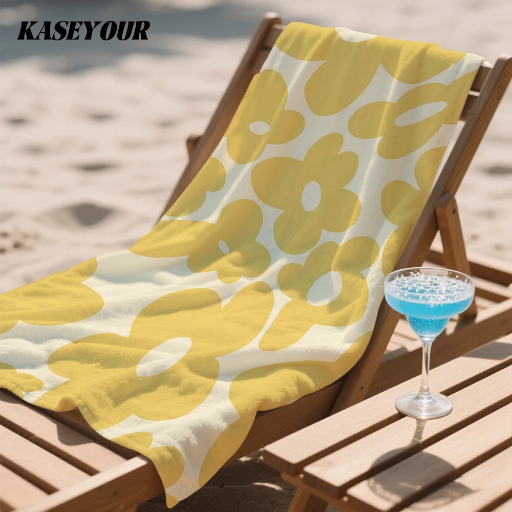 Yellow Blossoms Oversized Microfiber Beach Towel Sand Proof Quick Dry, Absorbent for Swimming Pool Travel Camping