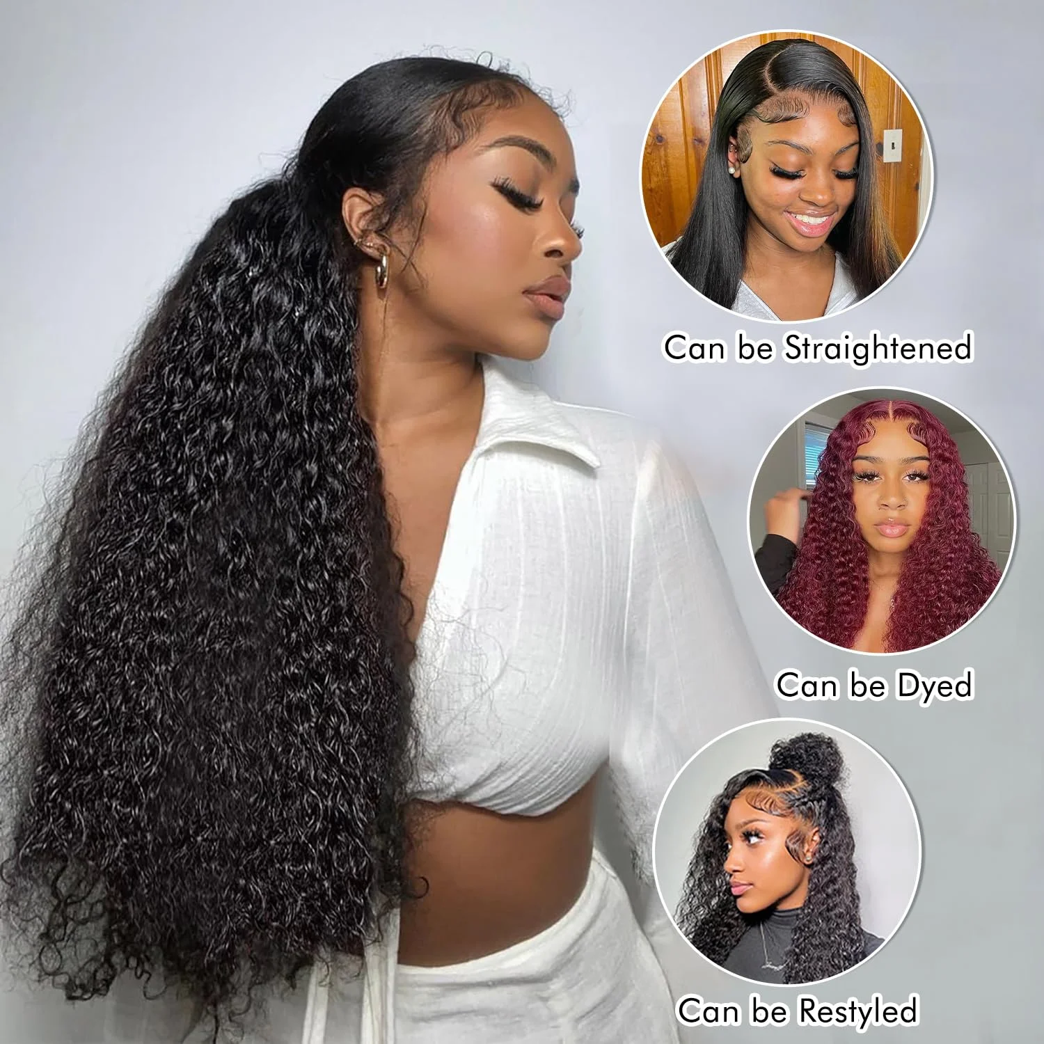 30 32 بوصة 250 الكثافة 360 HD كامل الدانتيل الجبهة الباروكات موجة عميقة الشعر البشري Invisi حزام الدانتيل الجبهة الباروكات شعر الإنسان قبل قطعها مع #5