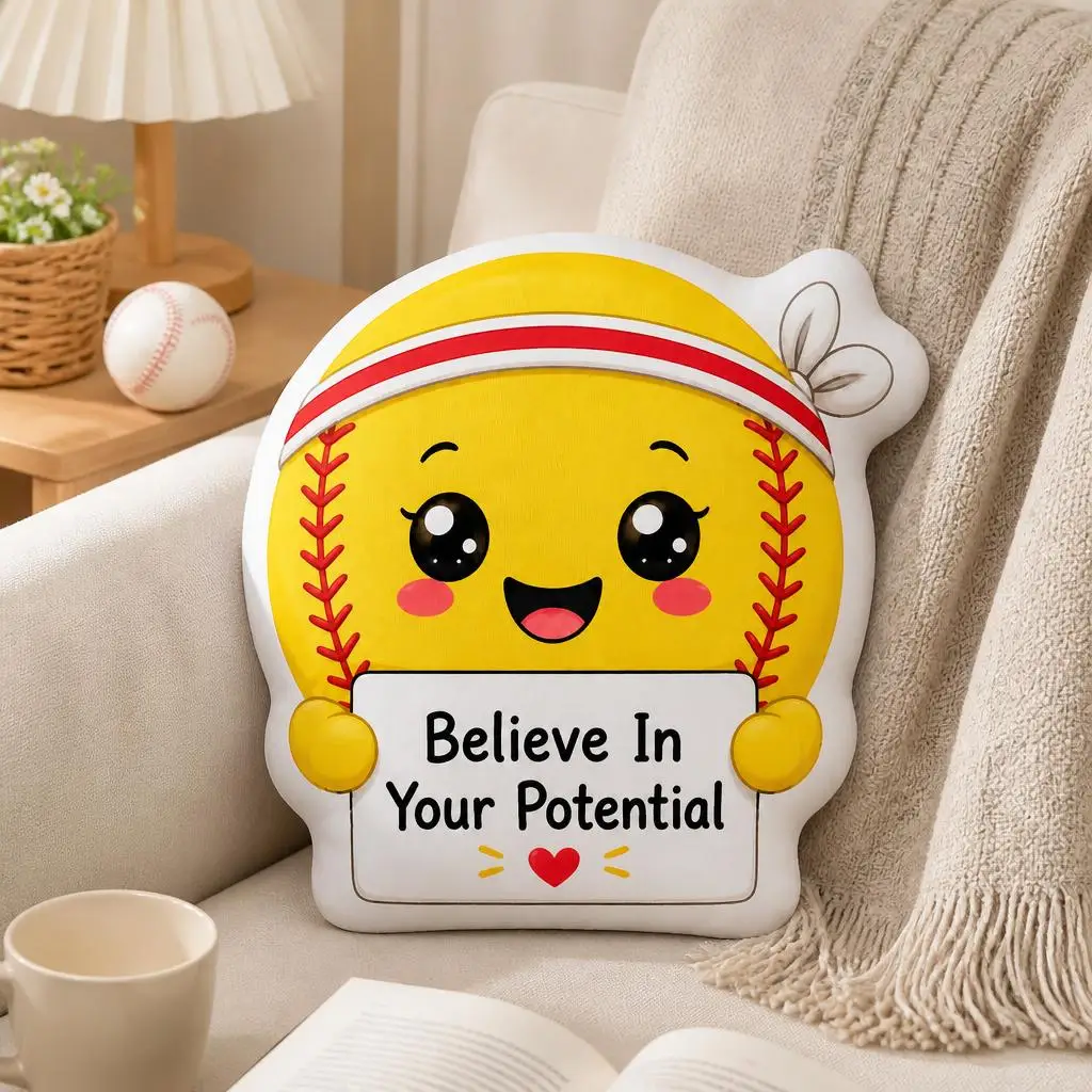 Softball Believe Potential Plush Pillow Cushion Irregular Stuffed Throw Pillow Home Decor Gift Sofa Bed