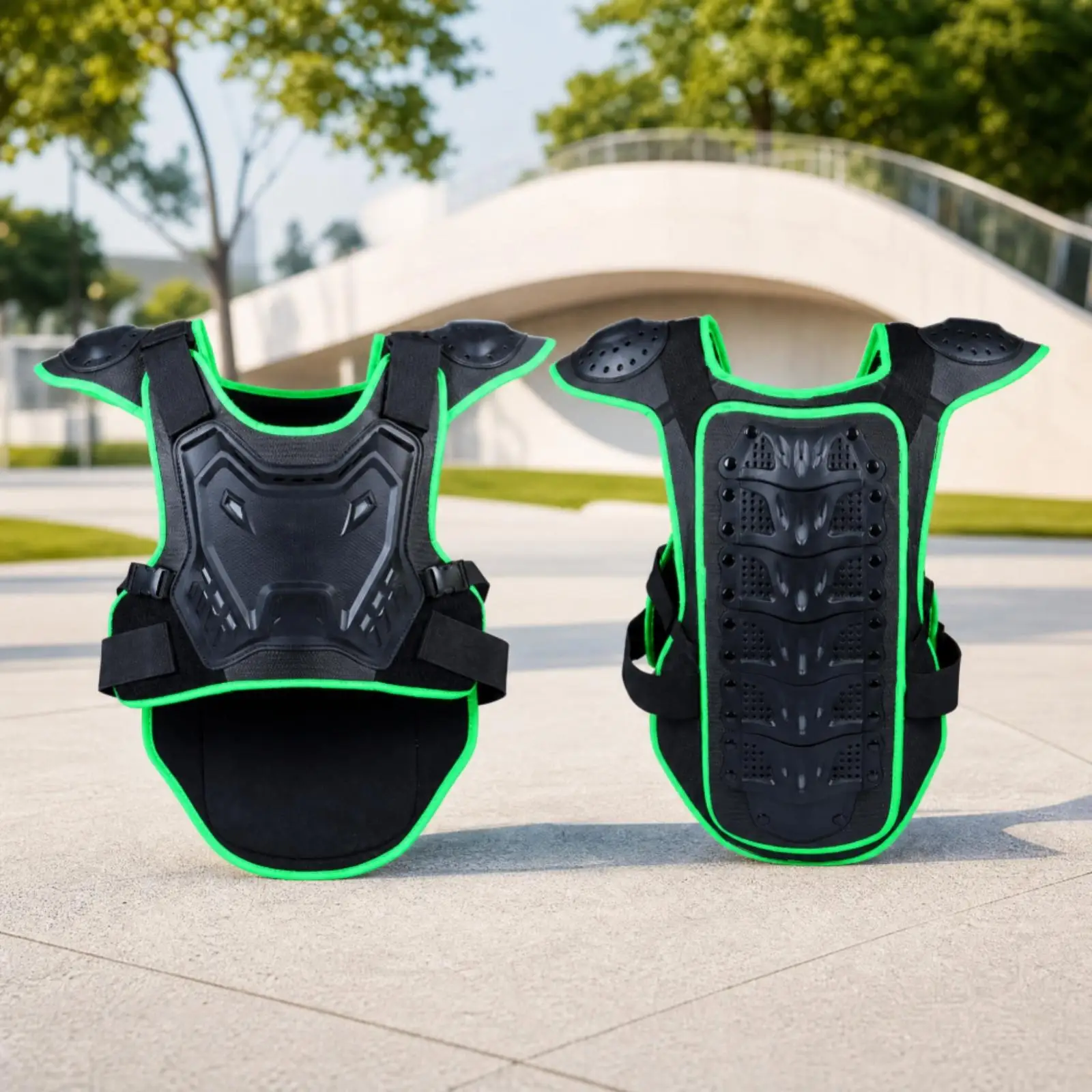 Safety Riding Vest for Motorcycle Bikers with Ventilated Construction Shoulder Guards and Customizable Fit for Intense Outdoor