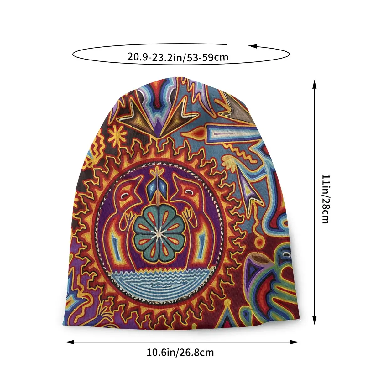 Huichol Mexican Folk Art Bonnet Homme Autumn Spring Thin Skullies Beanies Caps For Men Women Novelty Hats