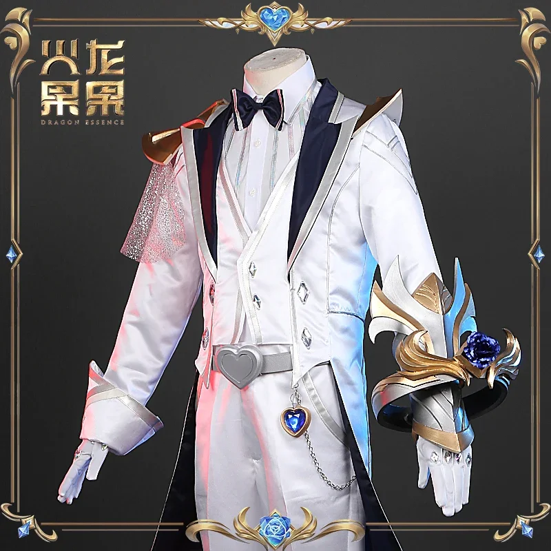 Anime Game LOL Ezreal Daily Uniform Crystal Rose Wedding Gorgeous Party Dress Cosplay Costume Halloween Men women full set