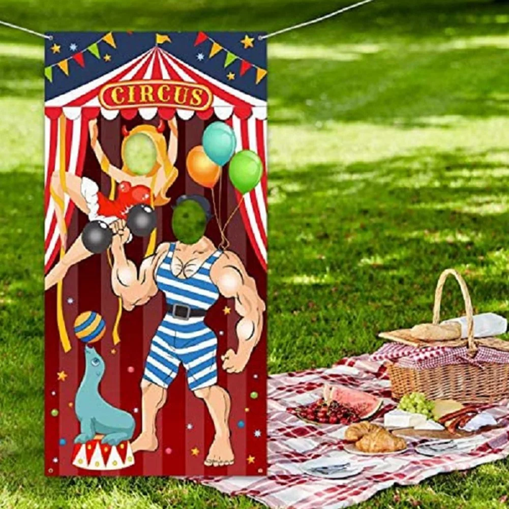 Carnival Circus Party Decoration Carnival Photo Door Banner Backdrop Props, Large Fabric Photo Door Banner for Carnival