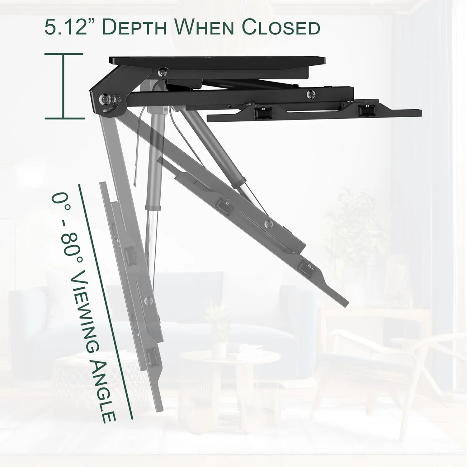 حامل سقف تلفزيون كهربائي ذكي بمحرك - حامل تلفزيون سقف قابل للطي 37-75 بوصة، بحد أقصى VESA 600x400 - يتم التحكم فيه بالصوت/التطبيق