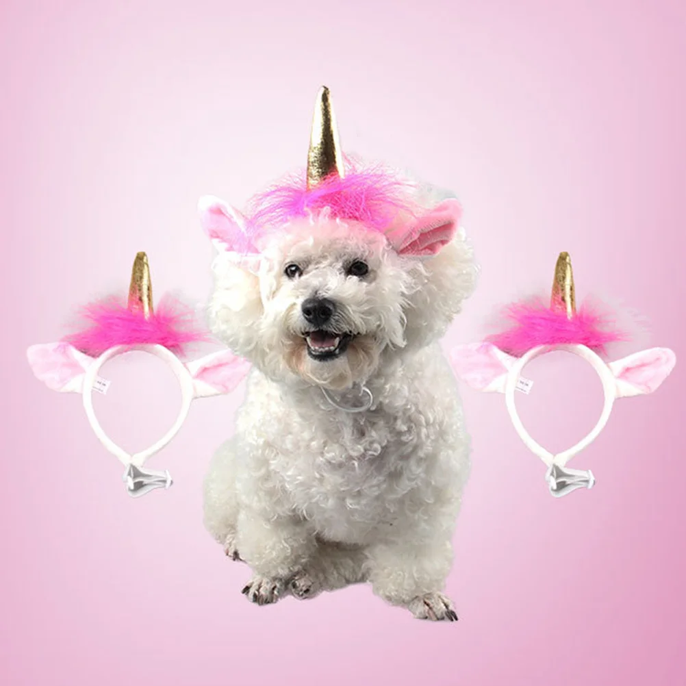 عصابة رأس للحيوانات الأليفة على شكل وحيد القرن مضحكة ورائعة ومريحة صغيرة للقطط والكلاب والجرو وإكسسوارات تنكرية للحفلات والمهرجانات #4