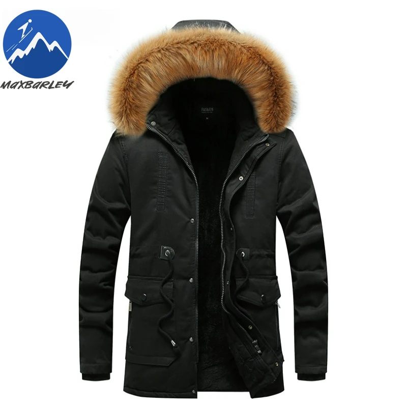 

Winter Jacket Comfort Korean StyleThick Warm Coat Men Fur Collar Self-cultivation Mid Length Fleece-lined Lightweight TrenchCoat
