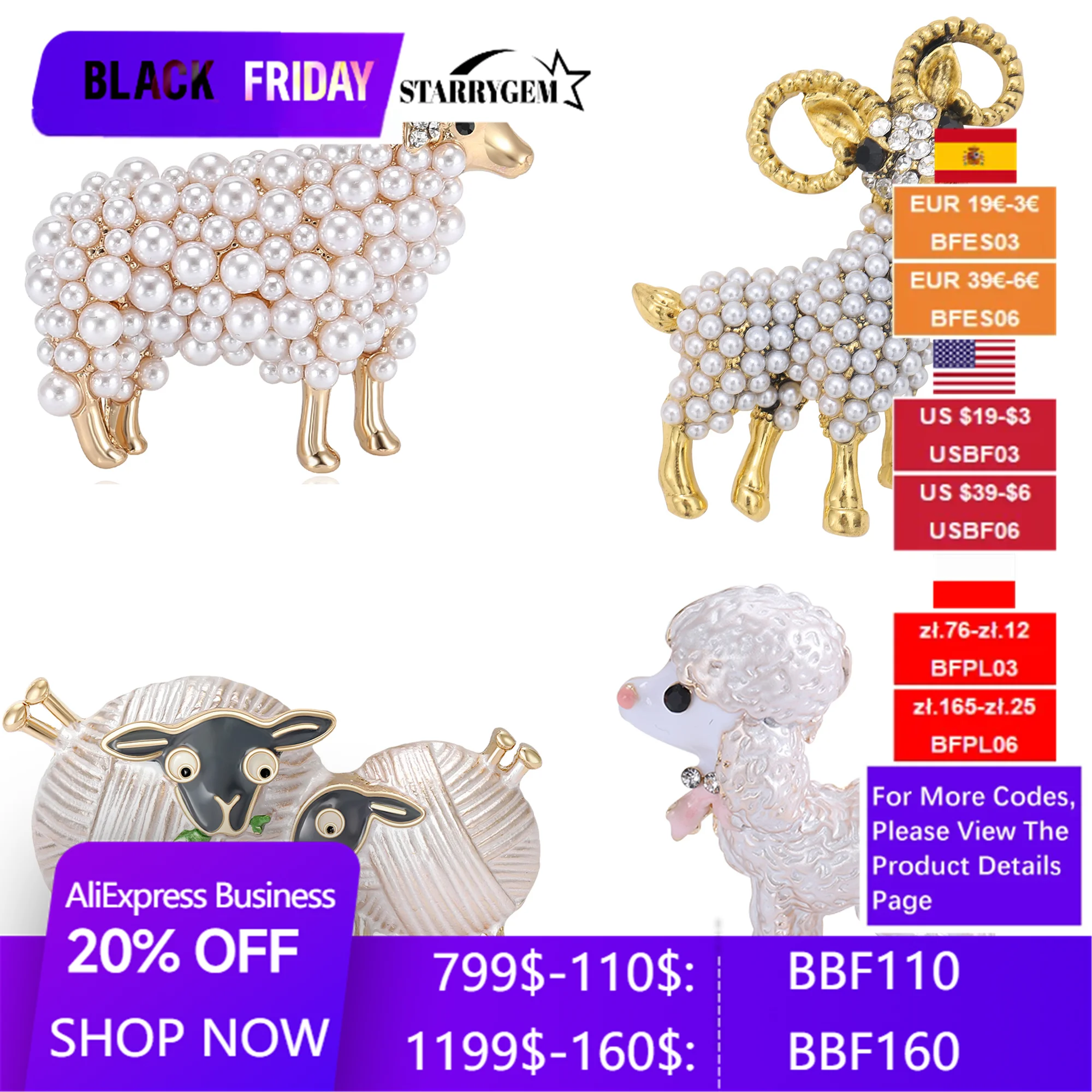 Trendy Pearl Sheep Brooches for Women Unisex 3-Color Animal Pins Office Party Casual Accessories Gifts