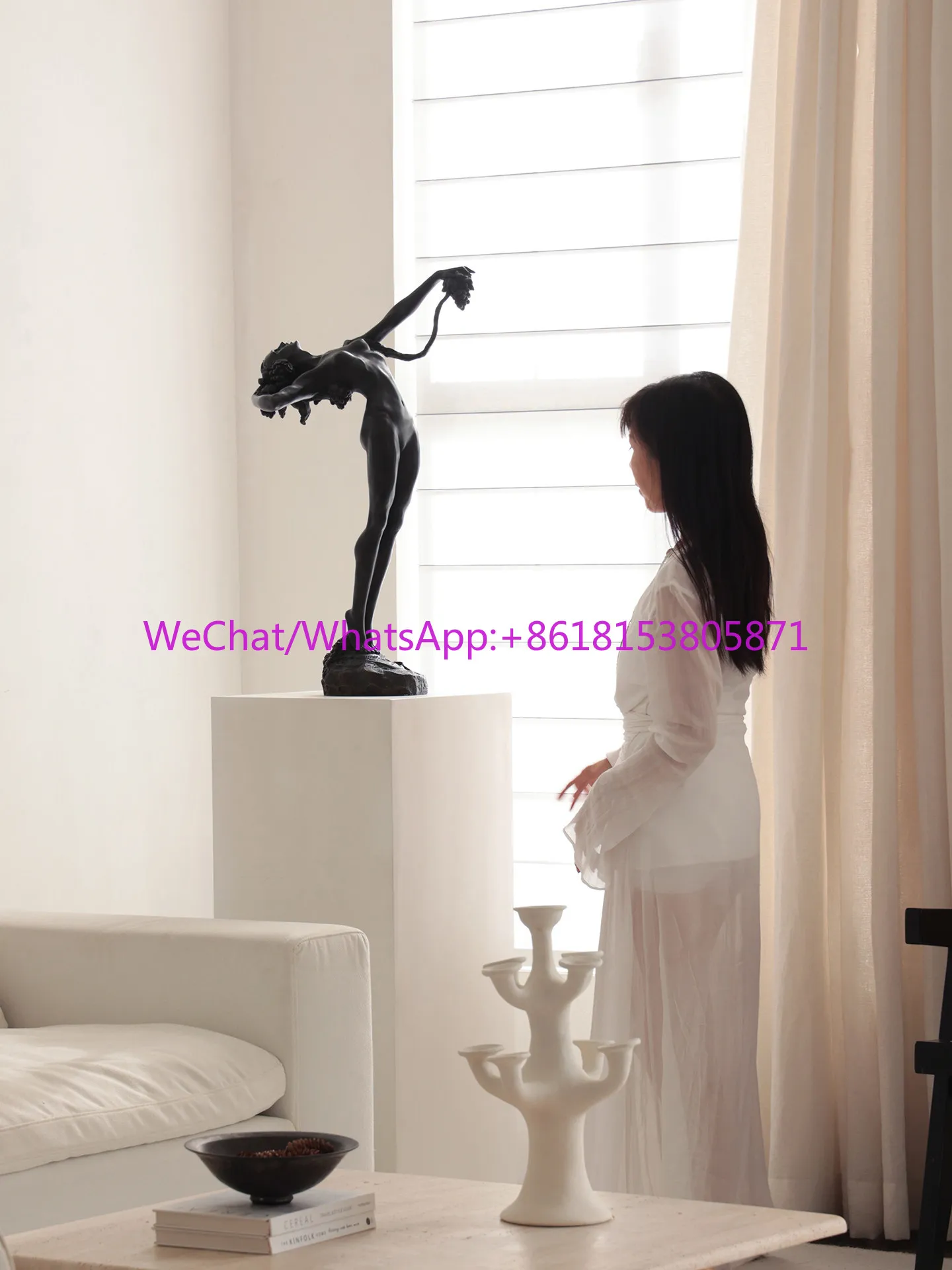 Classical figure sculpture medieval art antique copper resin light luxury ornament