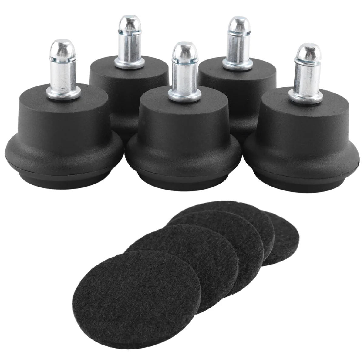 5Pcs Bell Glides Replacement Office Chair or Stool Swivel Caster Wheels to Fixed Stationary Castors, Office Chair Wheels