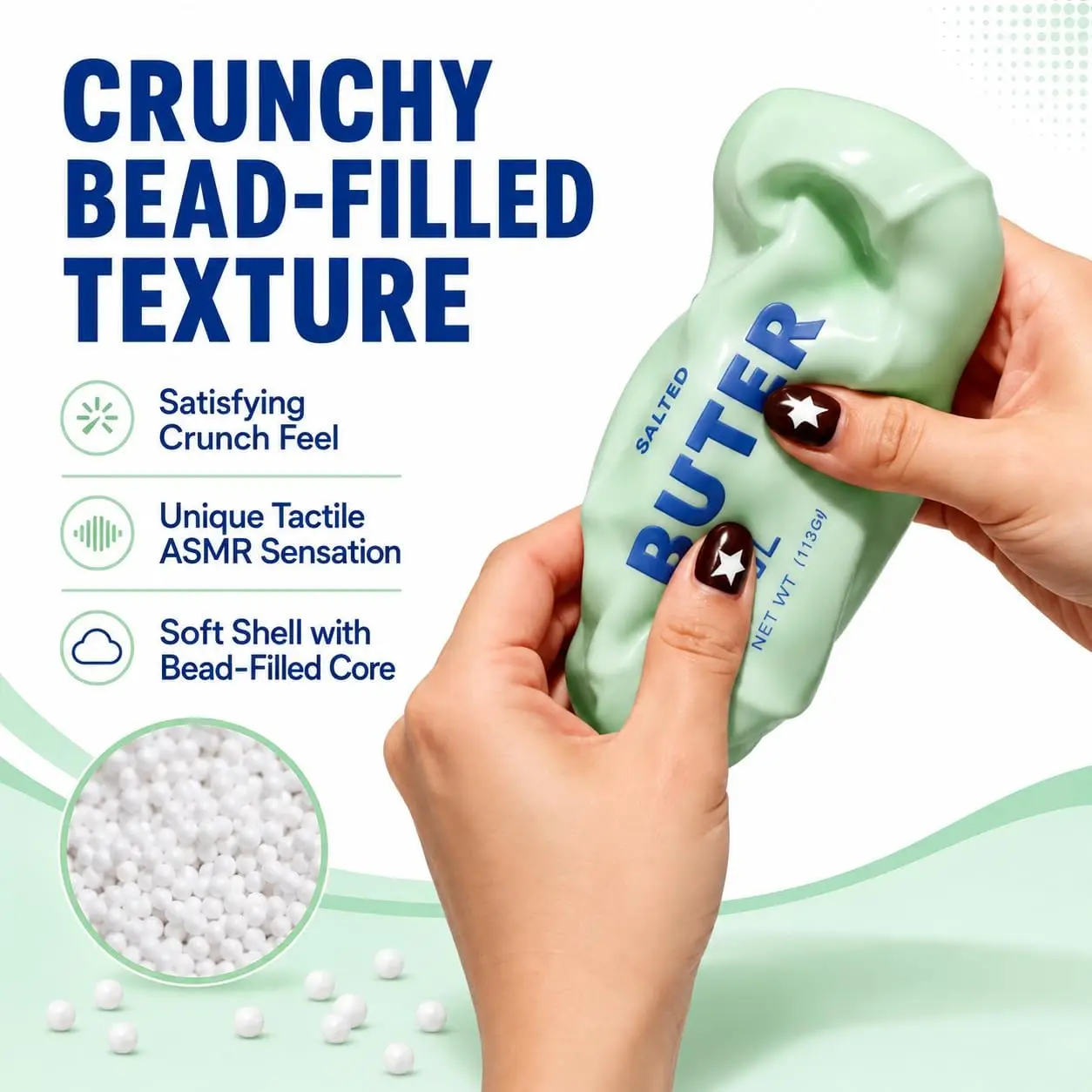 Simulation Butter Stick Squeeze Fidget Toy Crunchy Bead‑Filled ASMR Sensory Toy Slow Rebound Stress Relief Decompression Toy