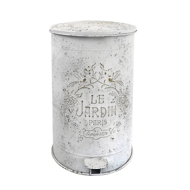 18L Decorative Farm Style Vintage Retro Metal Trash Can and Dustbin Cylinder